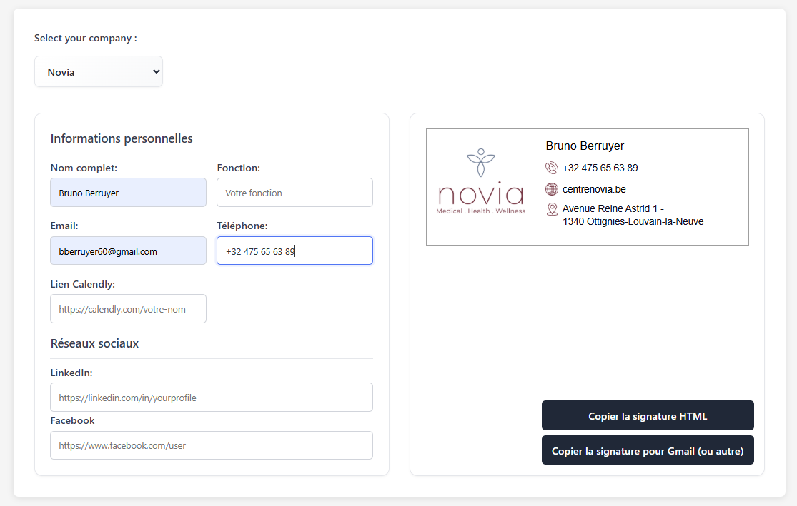 Générateur de signatures email